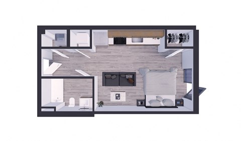 Floor plan for studio, 1 bath, 431 sqft